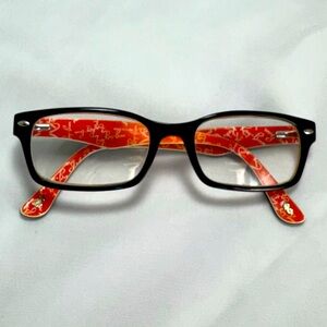 Ray-Ban Classic Black Rectangle & Red Logo Interior with Case - Frames only